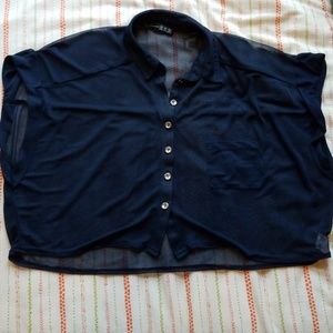 Sheer navy blue crop top